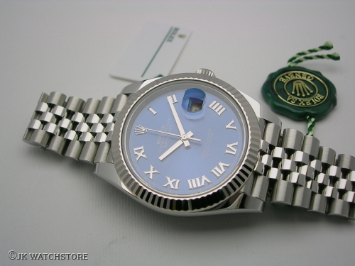 ROLEX DATEJUST II 126334 2021 AZURRO BLUE ROMAN DIAL JUBILEE DSCN2610_7574e4.JPG