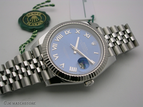 ROLEX DATEJUST II 126334 2021 AZURRO BLUE ROMAN DIAL JUBILEE DSCN2613_7c845b.JPG