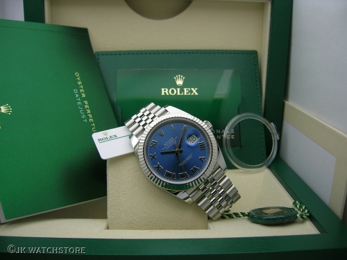 ROLEX DATEJUST II 126334 2021 AZURRO BLUE ROMAN DIAL JUBILEE DSCN2622_8af8f6.JPG