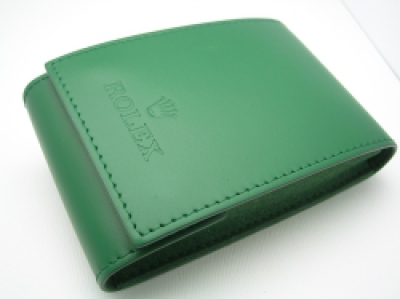 ROLEX GREEN LEATHER TRAVEL POUCH