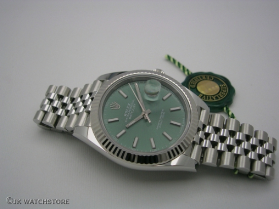 JK Watchstore, World of Rolex, ROLEX DATEJUST 41 126334 MINT GREEN DIAL 2024
